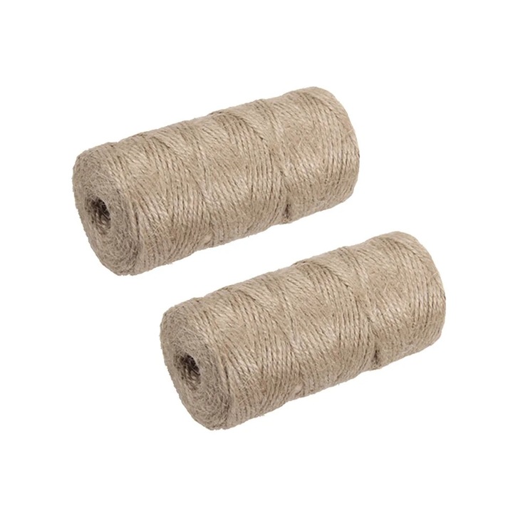 Set 2 sfori din iuta naturala, rezistente, 2mm, 10x5x5cm, maro