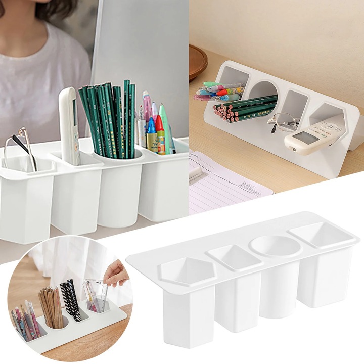 Suport creioane multifunctional birou, negru, 29x12x9cm