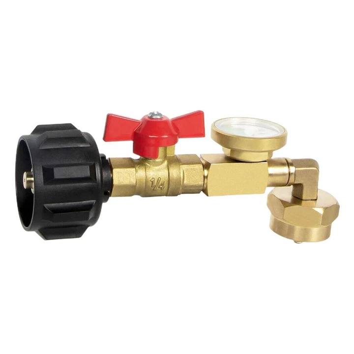 YANYXR propán töltő adapter sárgaréz nyomásmérővel 14.48x4cm
