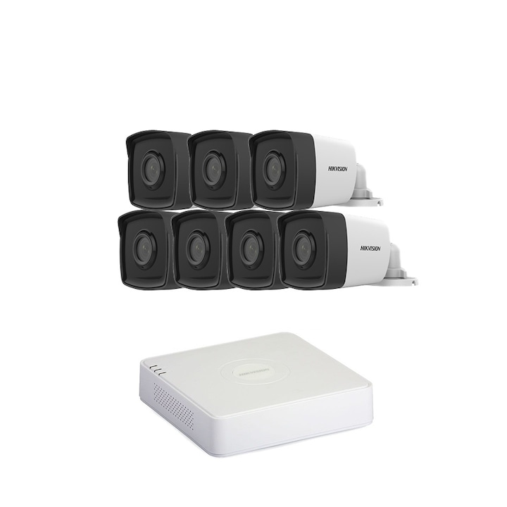 Kit Supraveghere CCTV, 3MP, Viziune Nocturna, Design Exterior Rezistent, Set 6pcs