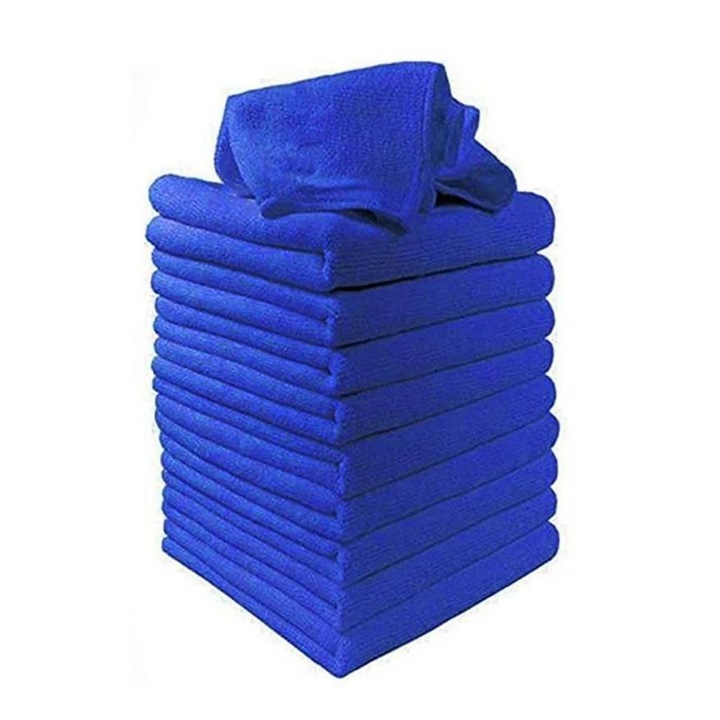 Lavete microfibra YANYXR, 30x30cm, absorbante, albastre, set 10/20 buc