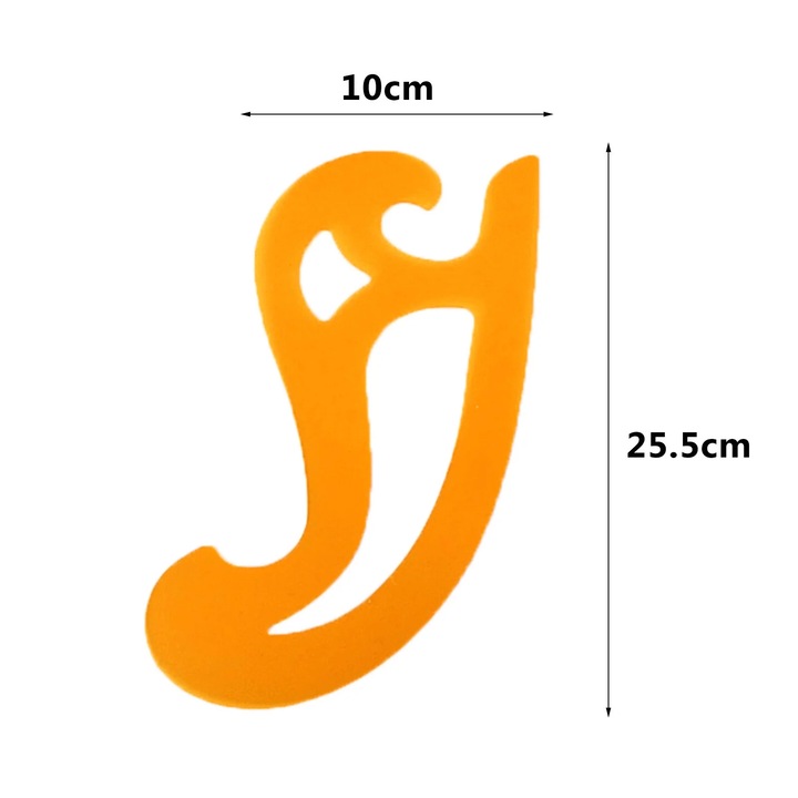 Instrument de desen curbat, plastic, roz, 1 buc