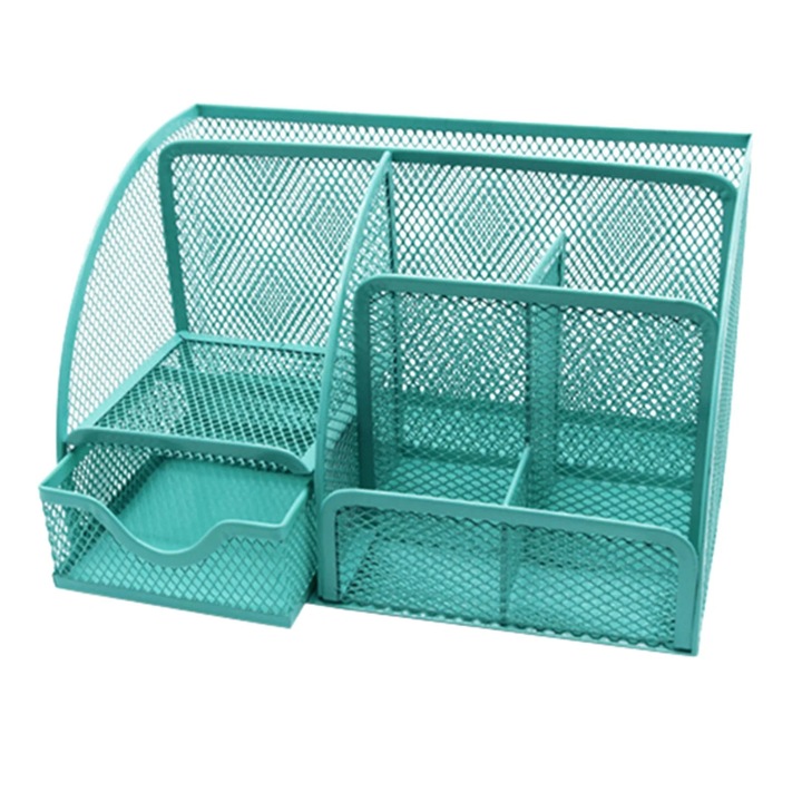 Penar metalic creativ cu grilaj multiplu, otel inoxidabil, negru, 22.5x14x14cm