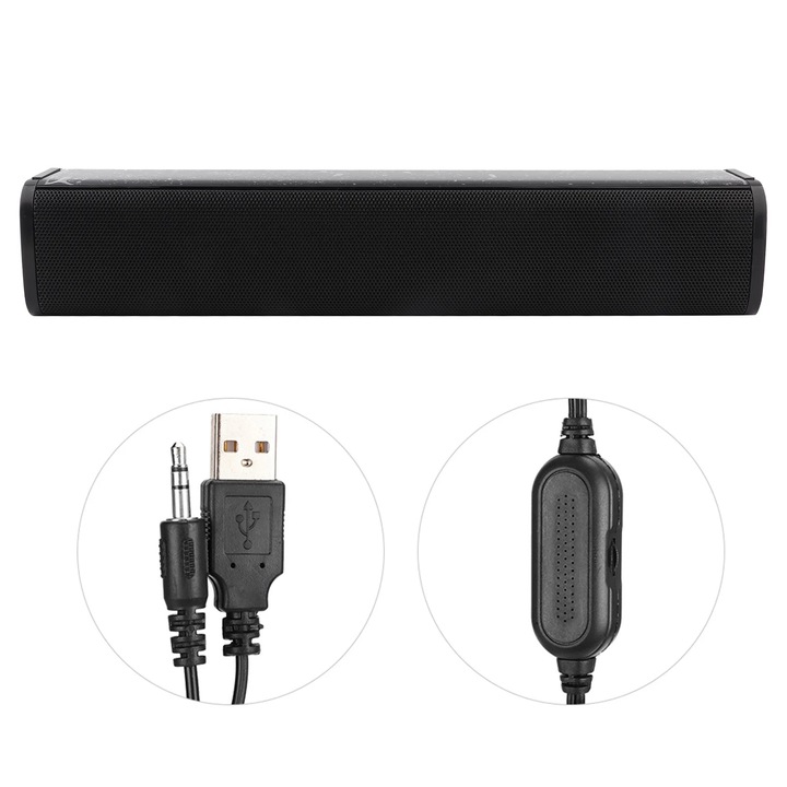 YANYXR CP-666 PC hangszóró, USB, fekete, 310x60x60mm, 2x3W