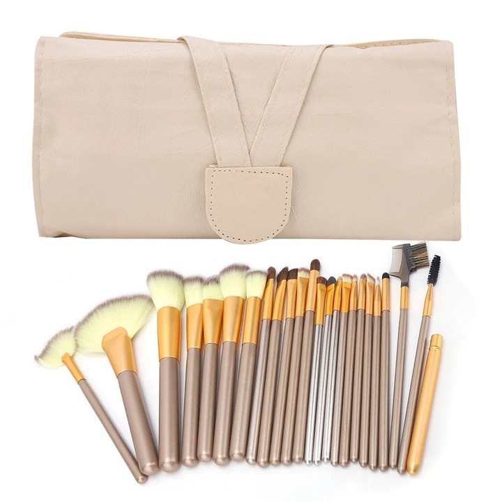 YANYXR 24 darabos sminkecset készlet, különböző formák, pezsgő színű, 52.6x25.4cm, tároló tokkal