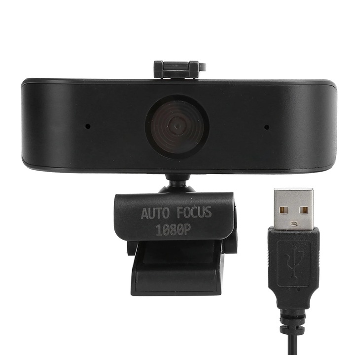 Camera web YANYXR 1080P cu microfon, negru, 1.5m cablu