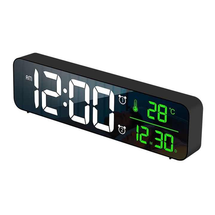 YANYXR LED újratölthető digitális falióra, nagy kijelző, szundi funkció, dátum, hőmérséklet