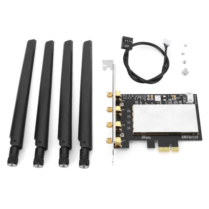 YANYXR PCIe adapter 4 antennával, kétsávos, Bluetooth 4.0, fém-műanyag