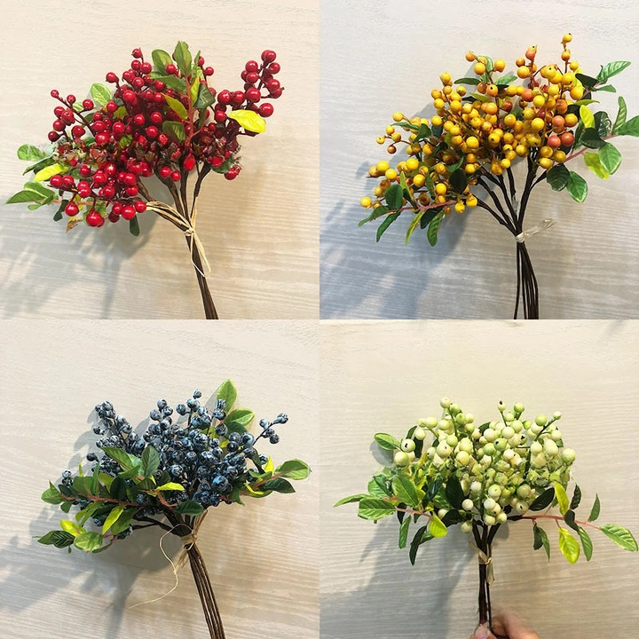 Fructe artificiale YANYXR, afine si acacia, albastru, 10x5cm
