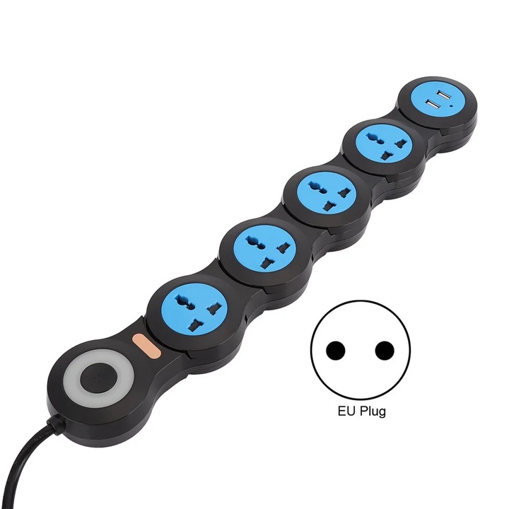 YANYXR hosszabbító 5 USB aljzattal 10A 2500-3000W 110-240V 1.8m