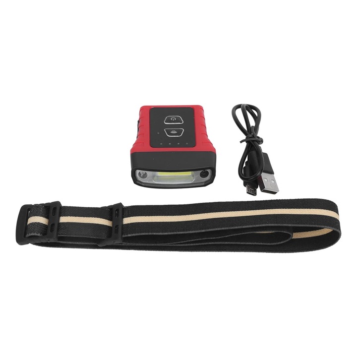 Lanterna cu clema pentru palarie YANYXR, rotativa 180°, LED alb si rosu, 35g, IPX5