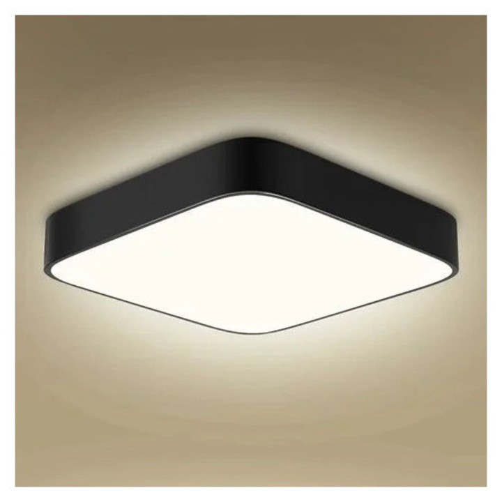 LED плафониера YANYXR 24W 6000K студено бяло черно квадратно 30x5см