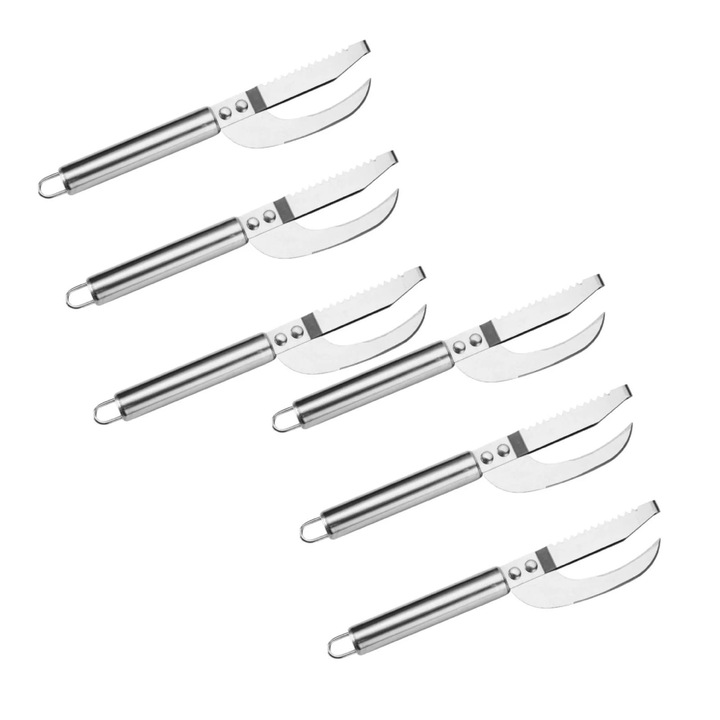 Cutit multifunctional pentru peste, otel inoxidabil, taiere si curatare, argintiu, 129g