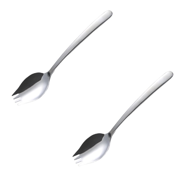 Set tacamuri 2 in 1 furculita lingura inox, portabil, rezistent