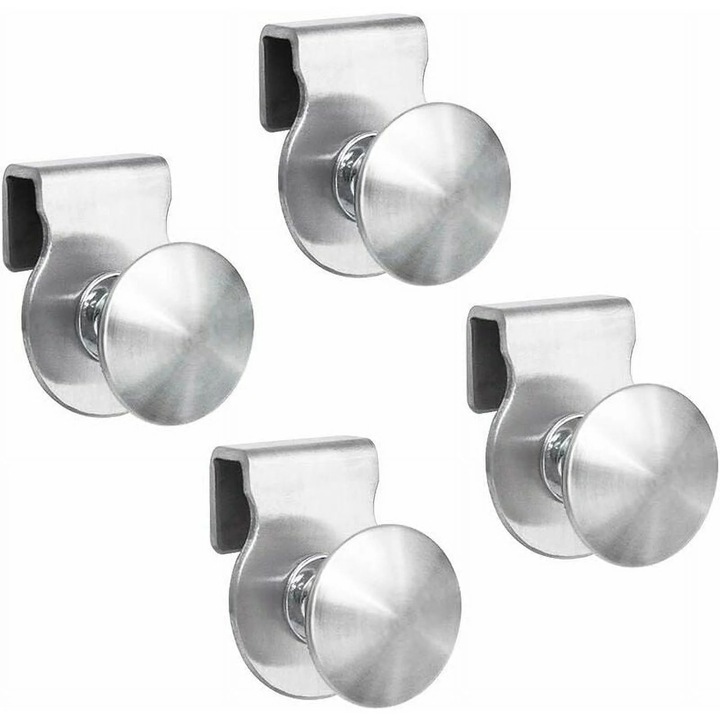 Set 4 manere usa sticla, otel inoxidabil, nichelat, 5-8mm, fara gaurire