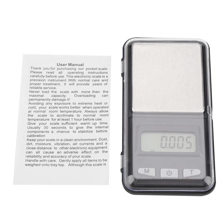 Cantar digital bucatarie YANYXR 0.1g precizie 500g capacitate 12.3x6.3x2cm