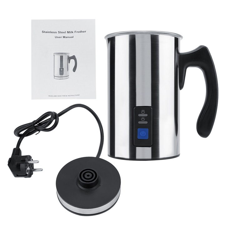 Spumator lapte electric YANYXR inox multifunctional argintiu 10.7x10.7x16cm
