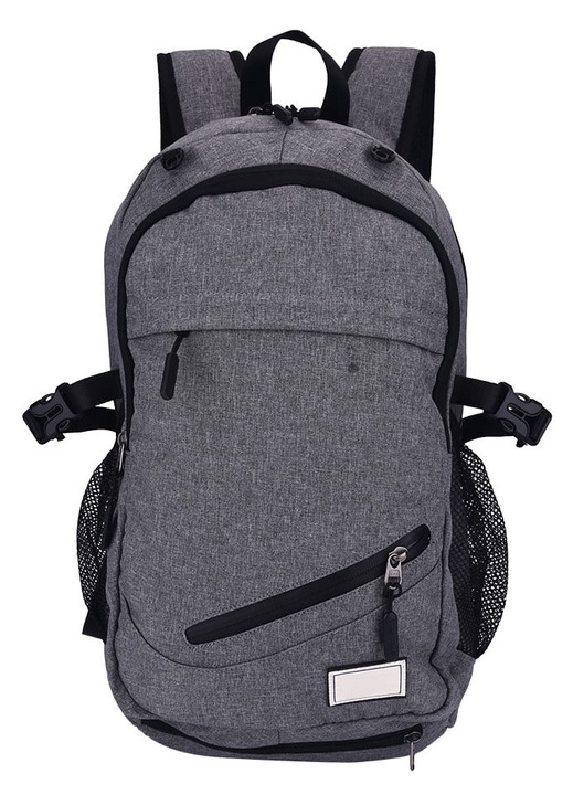 Rucsac YANYXR pentru drumetii si baschet, port USB, gri, 30x48x15cm