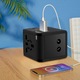 YANYXR univerzális adapter, fekete, multifunkcionális, kompakt, 61x45x57mm