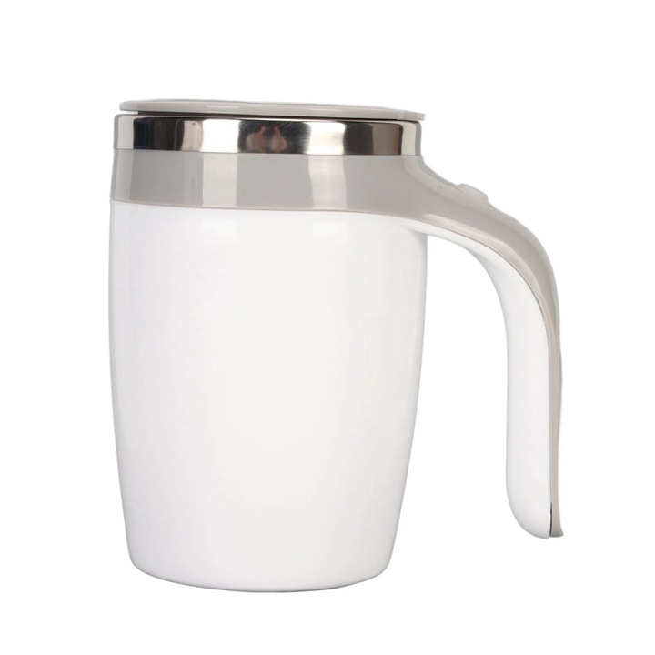 YANYXR termosz bögre 380ml fehér, önkeverős, hordozható 13.7x13.5cm