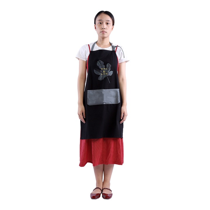 Sort bucatarie YANYXR bumbac negru reglabil cu buzunar 75x65cm