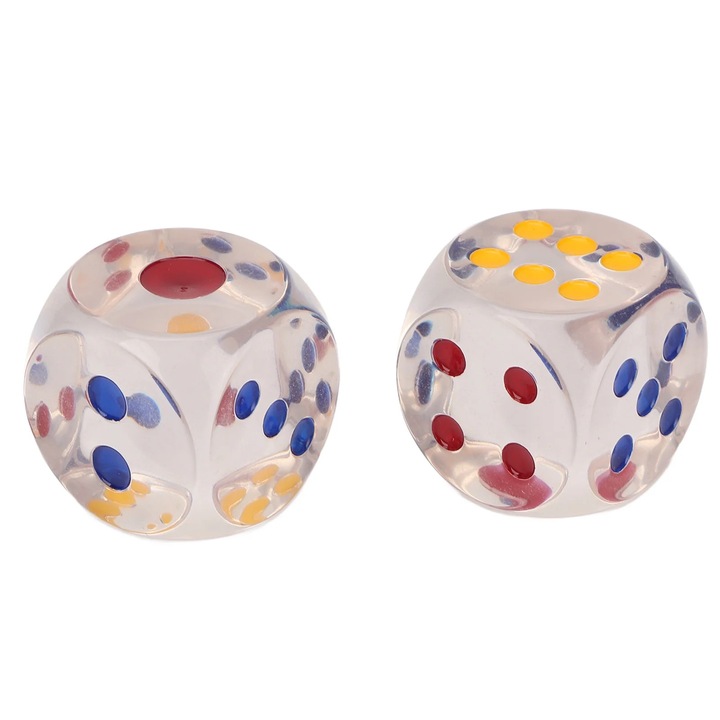 Átlátszó műanyag kockakészlet 3.5x3.5x3.5cm, 6 oldalú társasjátékokhoz
