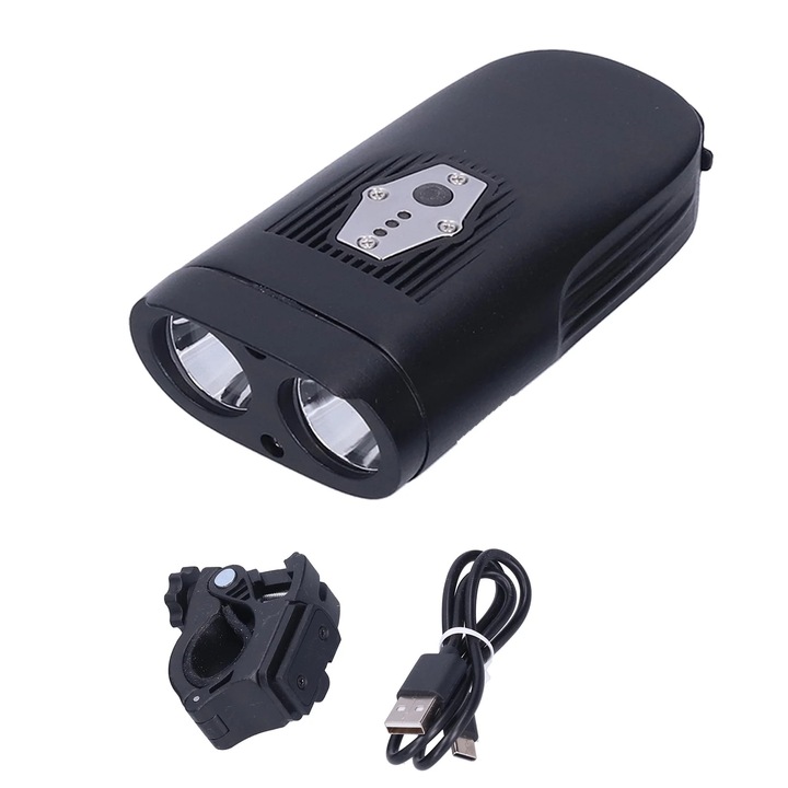YANYXR kerékpár első lámpa, alumínium, USB Type-C, 98x51mm, fehér