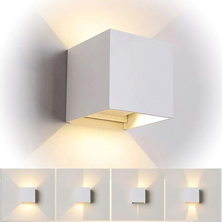 Аплик за стена YANYXR 12W, регулируем, алуминиев, топло бял, 10x10x10см