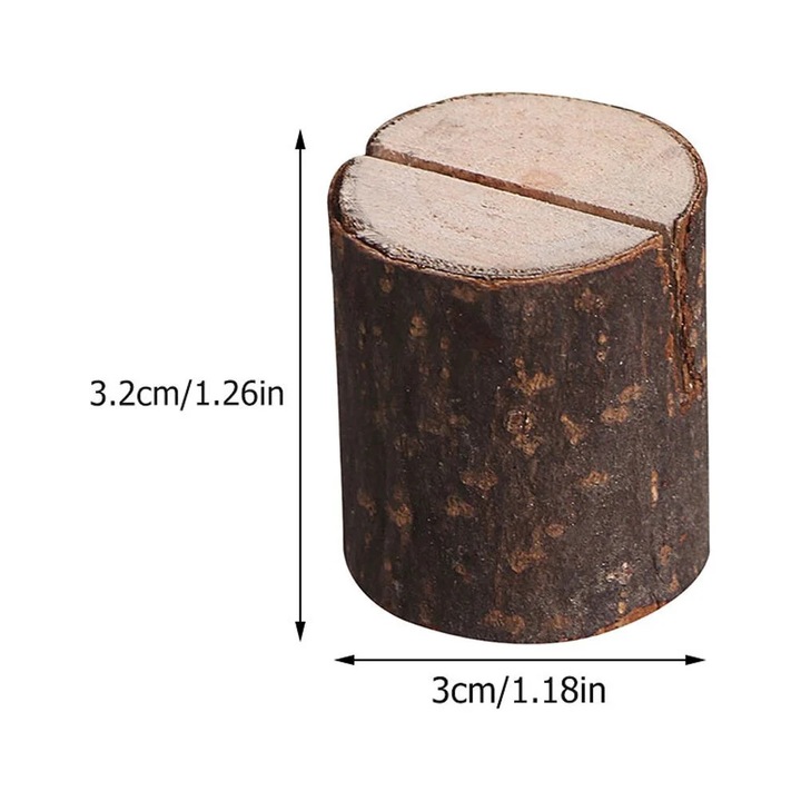 Set 30 suporturi lemn YANYXR rustic 3.2x3x3.2cm pentru carduri fotografii meniu