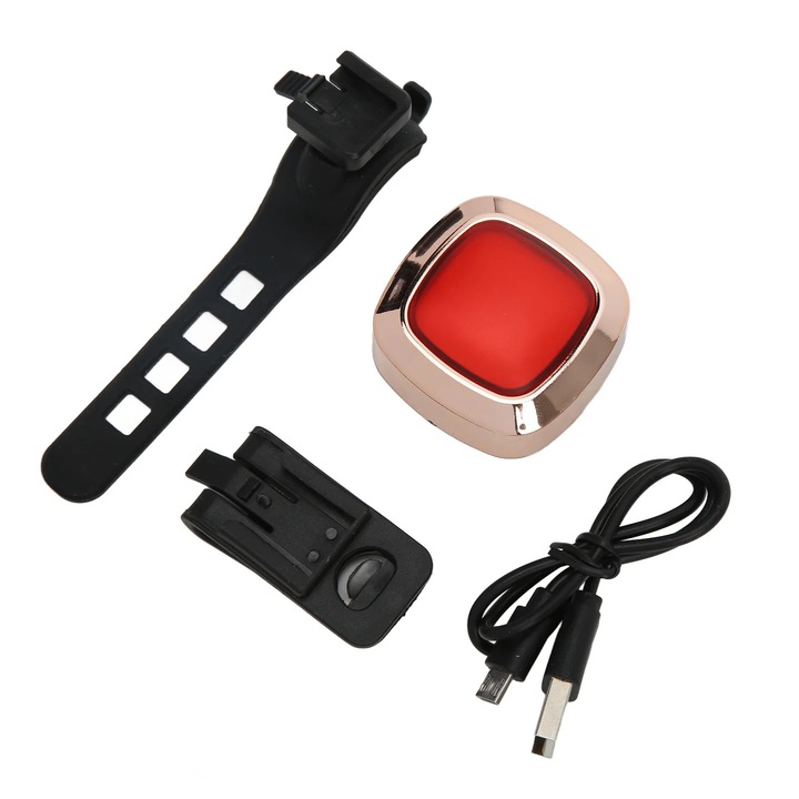 YANYXR kerékpár hátsó lámpa, USB, vízálló, 4.5x4.5x1.5cm, bronz