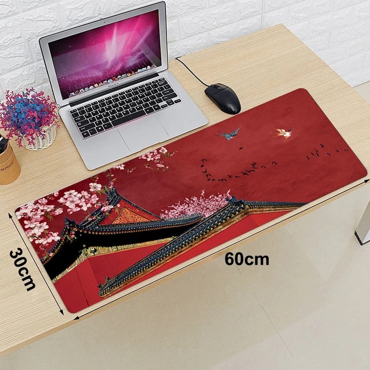 Mousepad gaming YANYXR mare antiderapant cauciuc negru 80x40cm