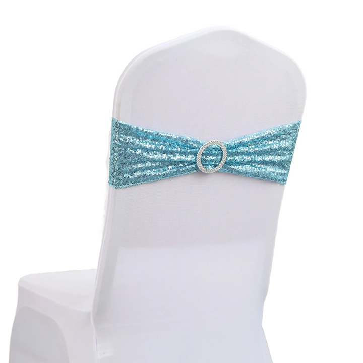 Husa scaun decorativa elastica cu paiete, multicolor, 34x13cm