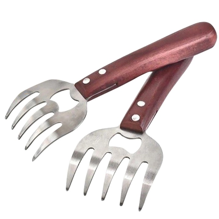 Instrument manual pentru feliat carne, inox, 22x8x6cm, furculita pentru gratar