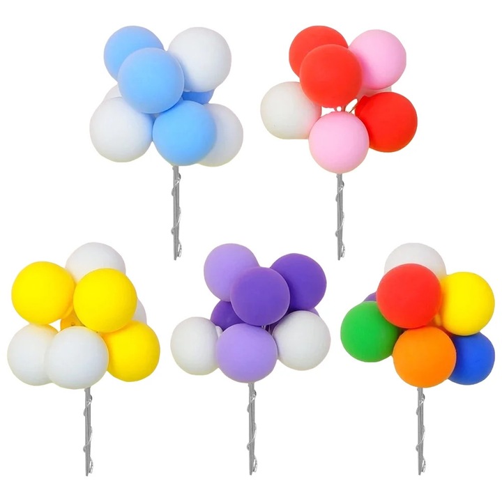 Set 5 decoratiuni tort balon YANYXR multicolor 10x6.5x6.5cm