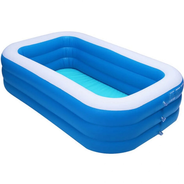 Piscina gonflabila familie YANYXR 3 straturi albastru alb 150x105x50 cm