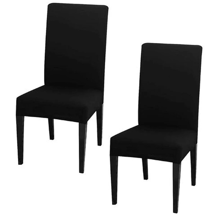 Set 2 huse elastice scaun, negru, universal, 45x38x38cm