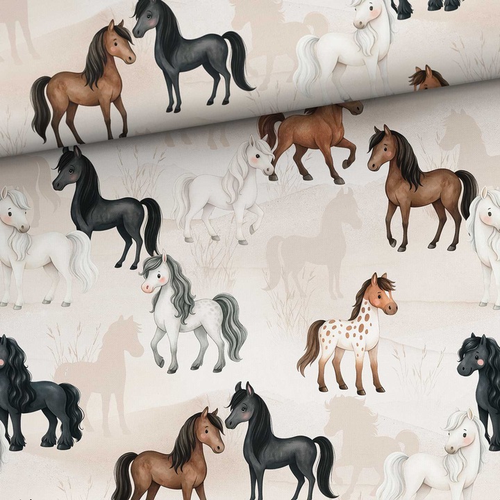 Material textil, Bumbac imprimat O mica herghelie, bumbac 100%