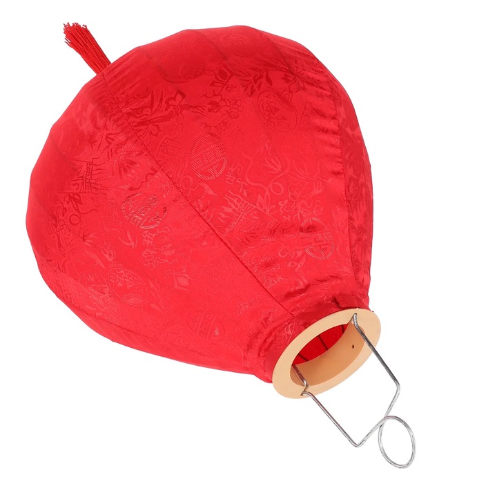 Felinar decorativ YANYXR vintage rosu 40x30x30cm din fier si panza