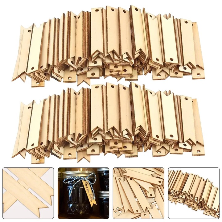 Semne de carte lemn YANYXR 6.5x1.3x0.3cm khaki set 100 buc