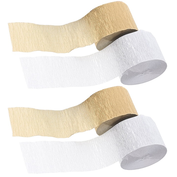 YANYXR 4 tekercs krepp szalag készlet, ezüst arany 2500x4.5cm
