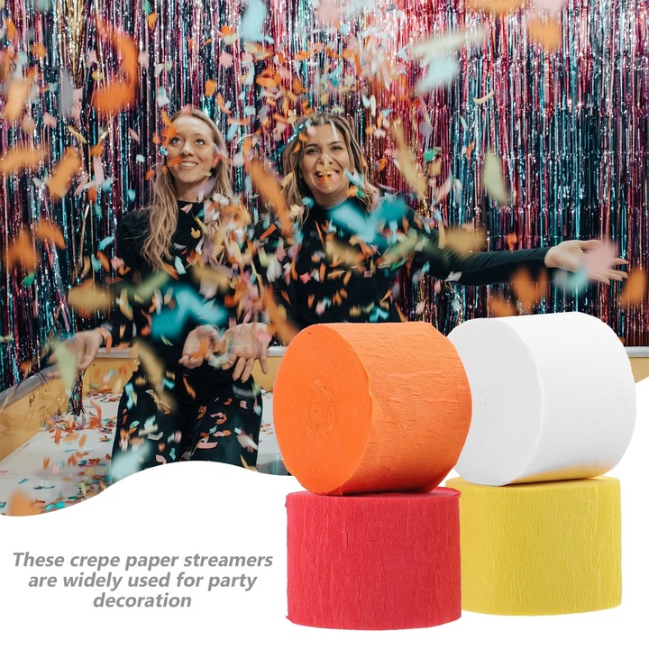 Set 8 benzi hartie creponata YANYXR multicolor 2500x4.5cm decor petrecere