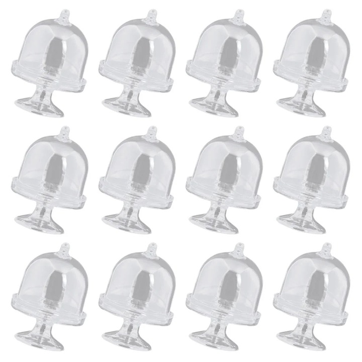 Platou mini pentru prajituri YANYXR, transparent, 8.5x5x3.8cm, set 24 bucati