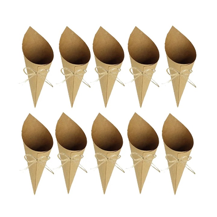 Set 50 recipiente conice hartie YANYXR, alb, 14.5x14.5x0.2cm