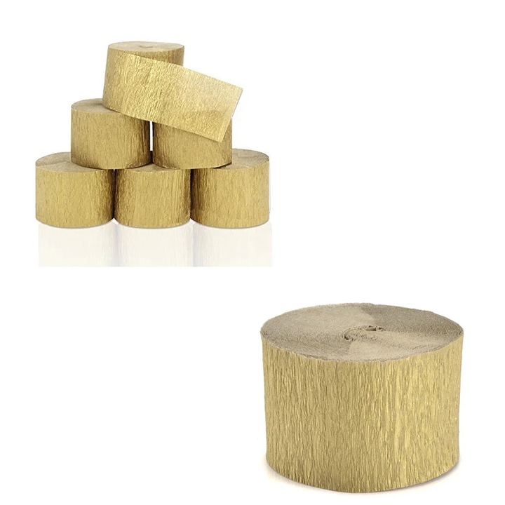 Set 6 buc panglici hartie creponata YANYXR aurii 2500x4.5cm pentru petrecere