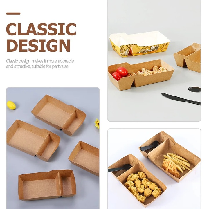YANYXR papír snack dobozok, 50 db-os készlet, 18x8.5x3.5cm, fehér