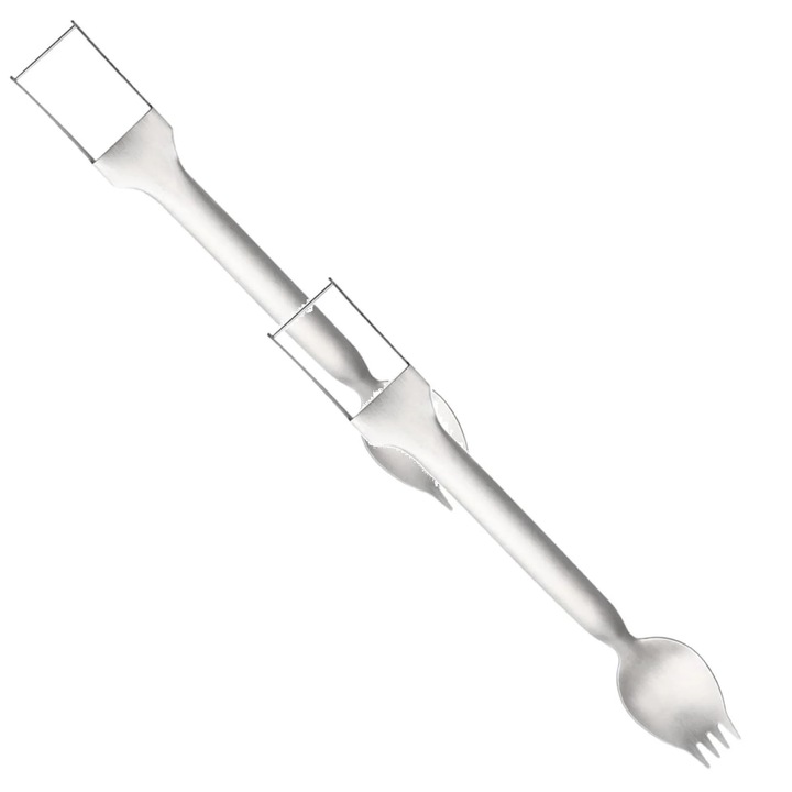Feliator fructe 2 in 1 din otel inoxidabil, furculita si taietor pepene, portabil