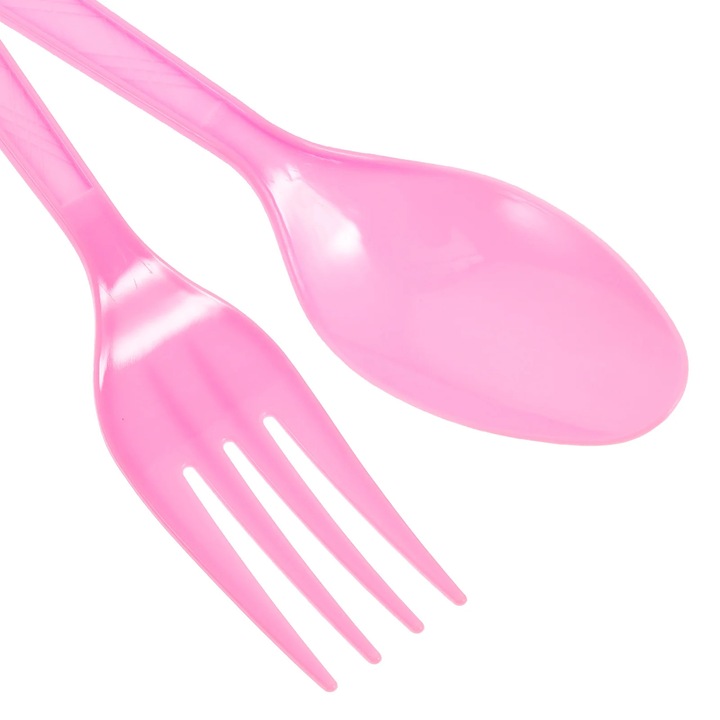 Set tacamuri de unica folosinta YANYXR, roz, 15.4x3x0.3cm, 16x2.5x0.3cm, 16.8x1.5x0.3cm