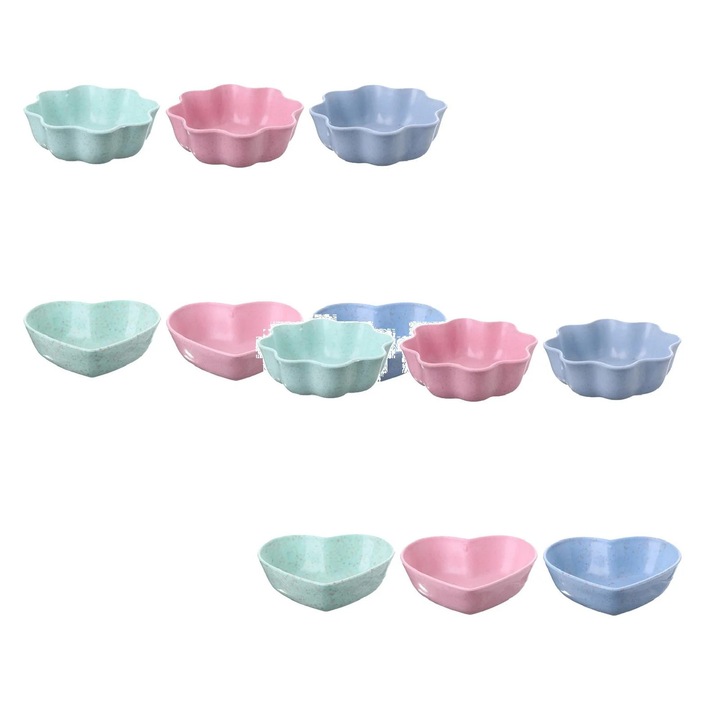 Set 6 farfurii mini condimente cu maner, multicolor, 7x2.5cm