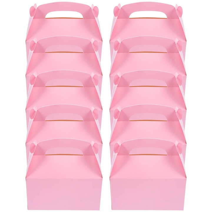 Cutii pentru desert YANYXR, roz, hartie, 18x16x9cm, set 10 bucati