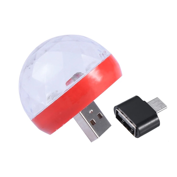 Lumina disco USB YANYXR rosu 4x4x4.8cm activata pe sunet
